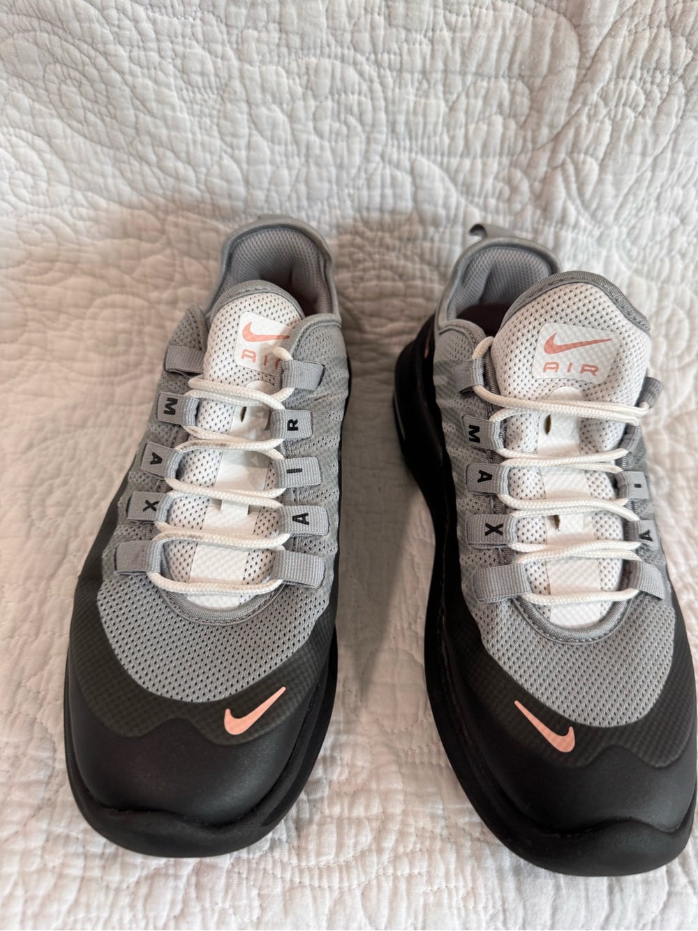 Nike Women's Grey and Black Sneakers with Pink Swoosh